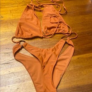 SHEIN Orange Minimalist Bikini Set